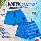 Water Reactive American Flag Swim Trunks